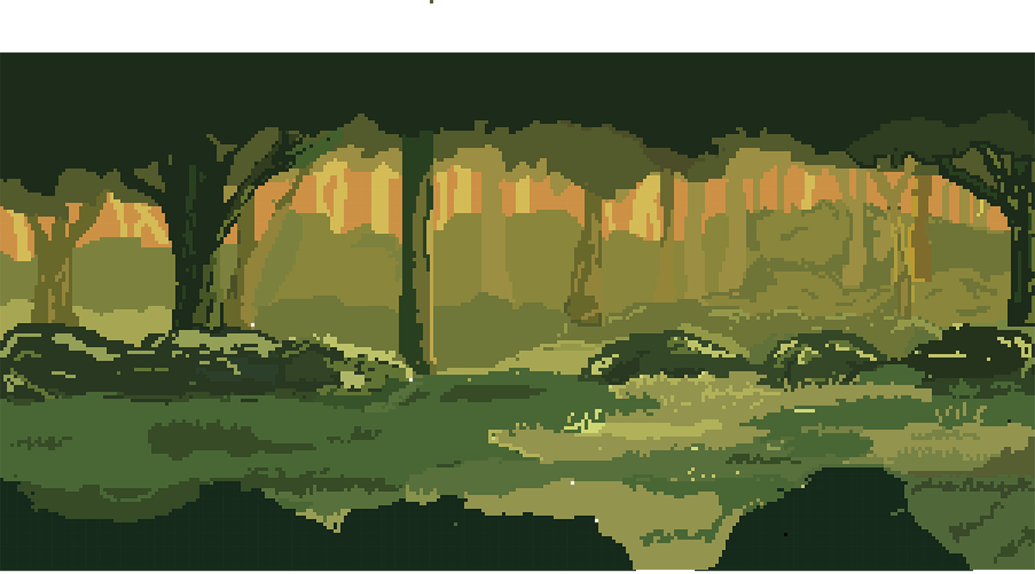 an 8-bit design of a forest for a video game