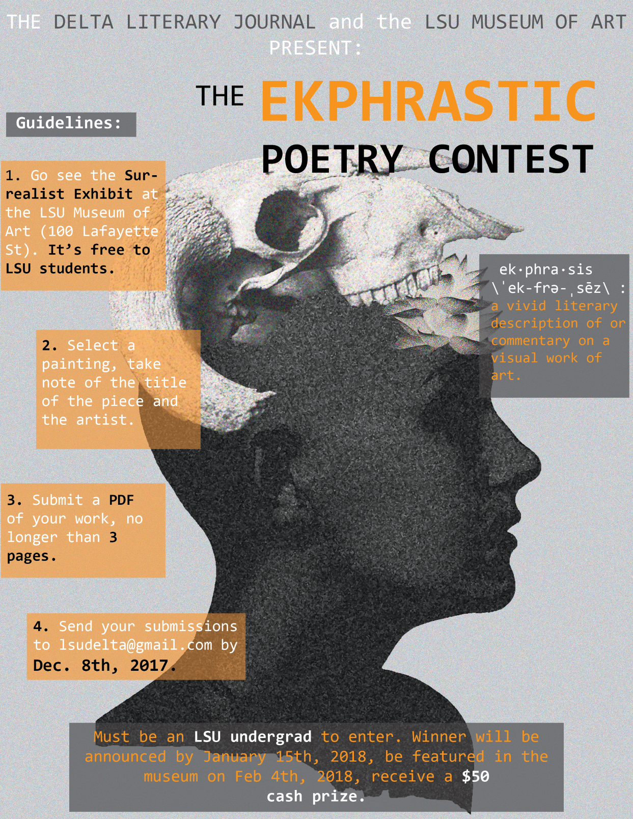 Flyer for an art contest held by The Delta Journal.